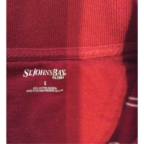 𝅺ST John's Bay Red White Polo Shirt Men Large - Picture 2 of 4